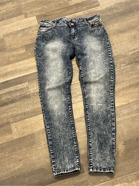 Women's Acid Wash Skinny Jeans - Black/Gray